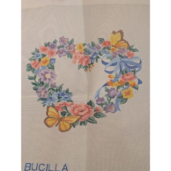 Vtg Bucilla Needlepoint Butterfly Wreath Mesh Design 1990 14" x 14" 4635 - Picture 1 of 8